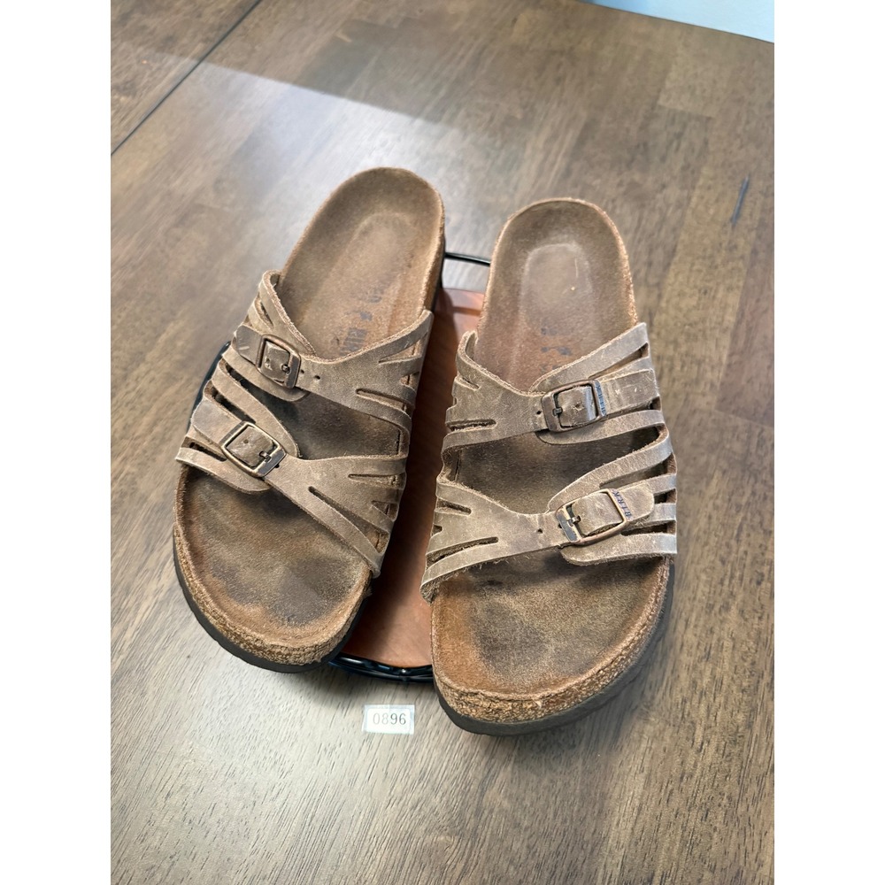 Birkenstock Granby Sandals Tobacco Brown Oiled Leather Strappy Slides Men 41 L10